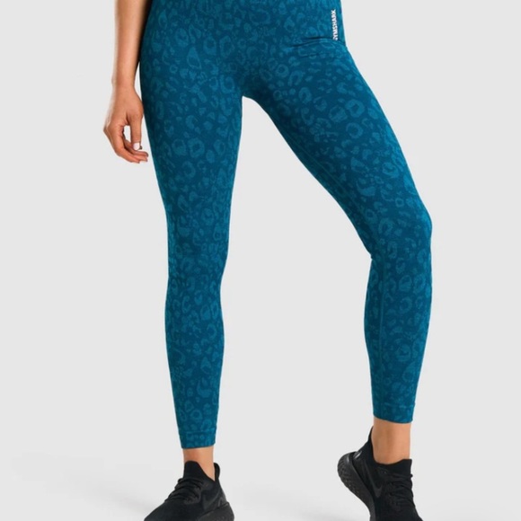 Gymshark Adapt Animal Seamless Leggings Size Small Blue - Picture 1 of 7